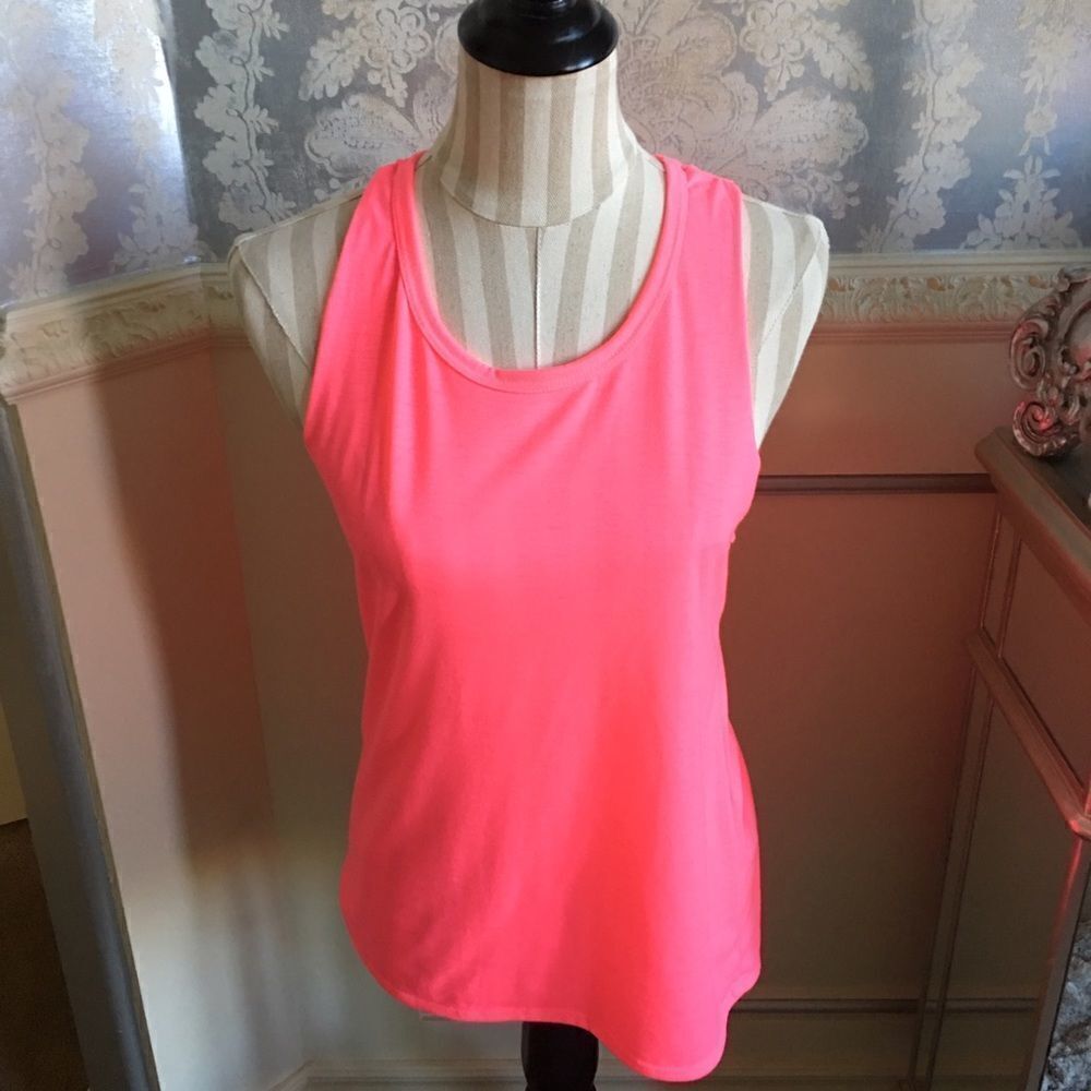 Neon Pink Cute Open Back Tank